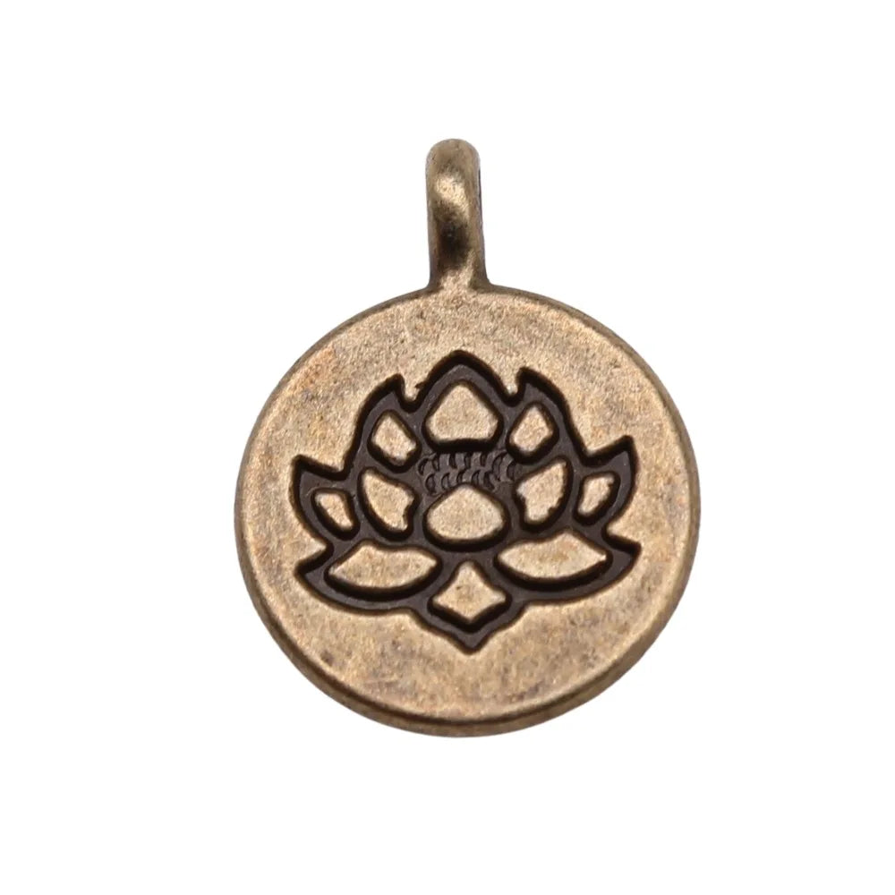 19x15mm 2g Zinc Alloy Double Sided Lotus Yoga Charm Pendant for DIY Necklace Bracelet Making