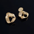 Vintage Matte Gold Alloy Twisted Triangle Hoop Stud & Clip On No Piercing French Elegant Earrings