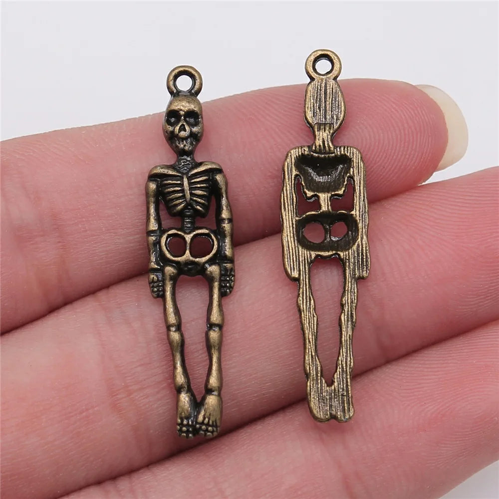 38x7mm 1.6g Multi Color Zinc Alloy Skull Charm Pendant for DIY Gothic Necklace Bracelet Jewelry Making