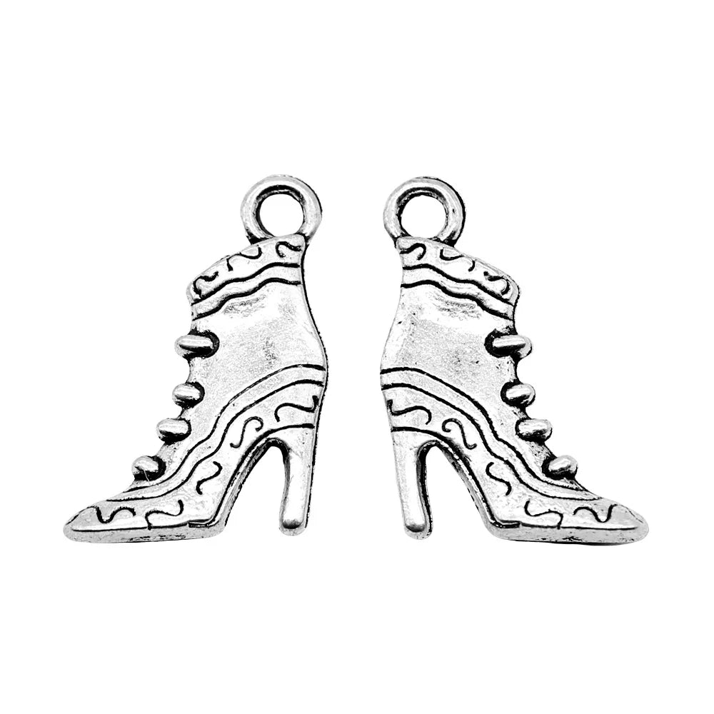 23x15mm 2.5g Antique Silver Zinc Alloy High Heel Shoe Charm Pendant for Necklace Bracelet DIY Jewelry Making