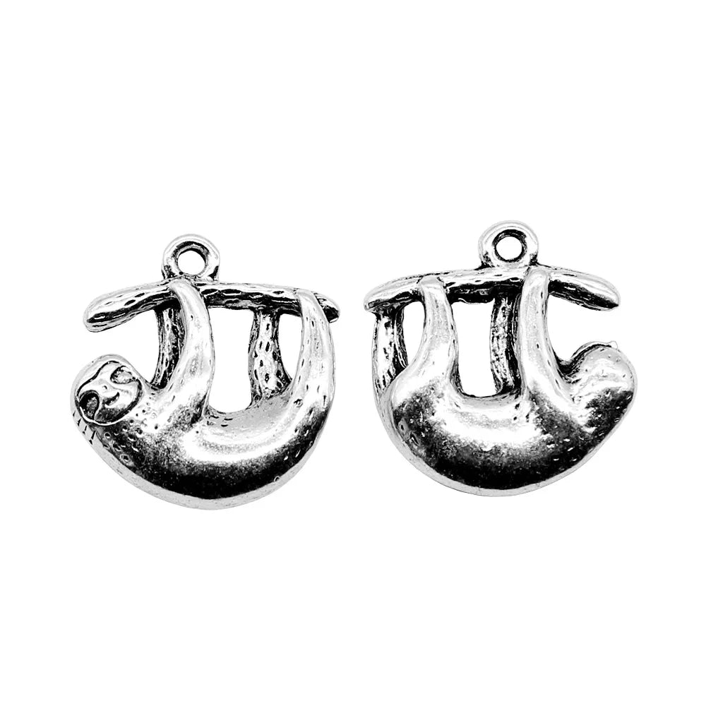 20x20mm 4g Antique Silver Zinc Alloy Sloth Charm Pendant for DIY Necklace Bracelet Jewelry Making