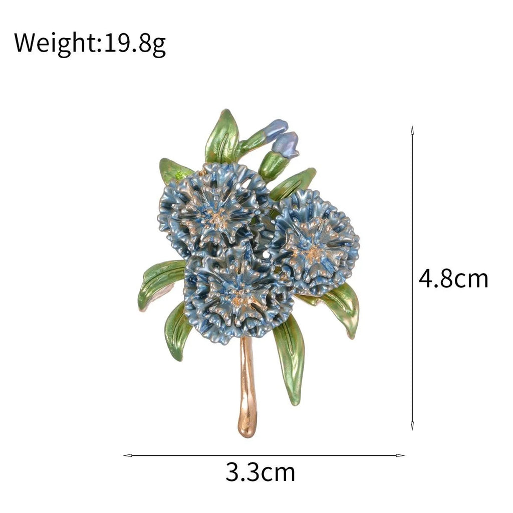 Elegant Red Daisy Flower Bouquet Enamel Brooch With Green Leaves, Women's Lapel Pin Corsage Suit Accessory