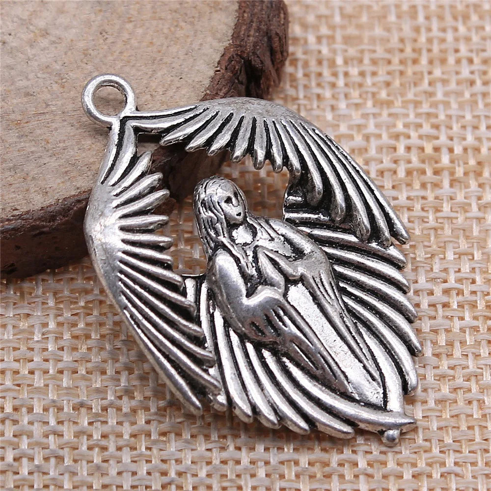 43x27mm 6.9g Antique Silver Zinc Alloy Angel Figure Charm Pendant for DIY Jewelry Making