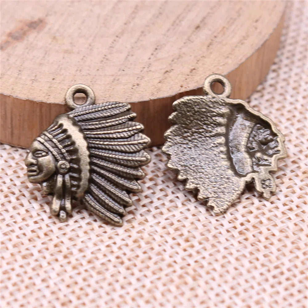21x18mm 1.6g Multicolor Zinc Alloy Chief Head Charm Pendant for DIY Tribal Style Jewelry Making