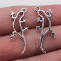 19x32mm 1.6g Antique Silver Zinc Alloy Hollow Gecko Lizard Charm Pendant for DIY Jewelry Making