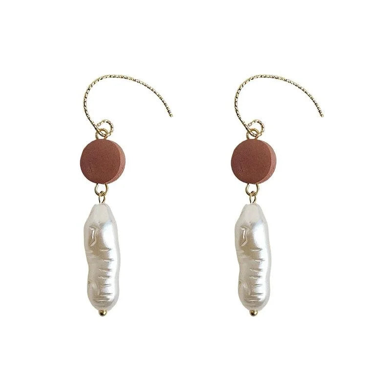 French Vintage Resin Geometric Oval Line Drop Earrings Handmade Designer Jewelry