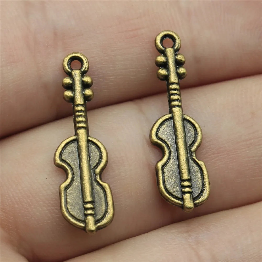 25x7mm 1.2g Antique Bronze Tone Zinc Alloy Pipa Charm Pendant for Necklace Bracelet Musical DIY