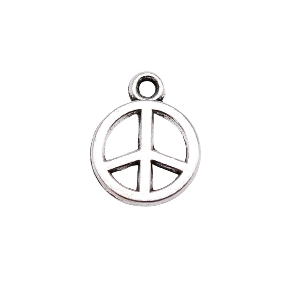 8mm 0.3g Antique Silver Zinc Alloy Peace Symbol Charm Pendant for DIY Jewelry Making