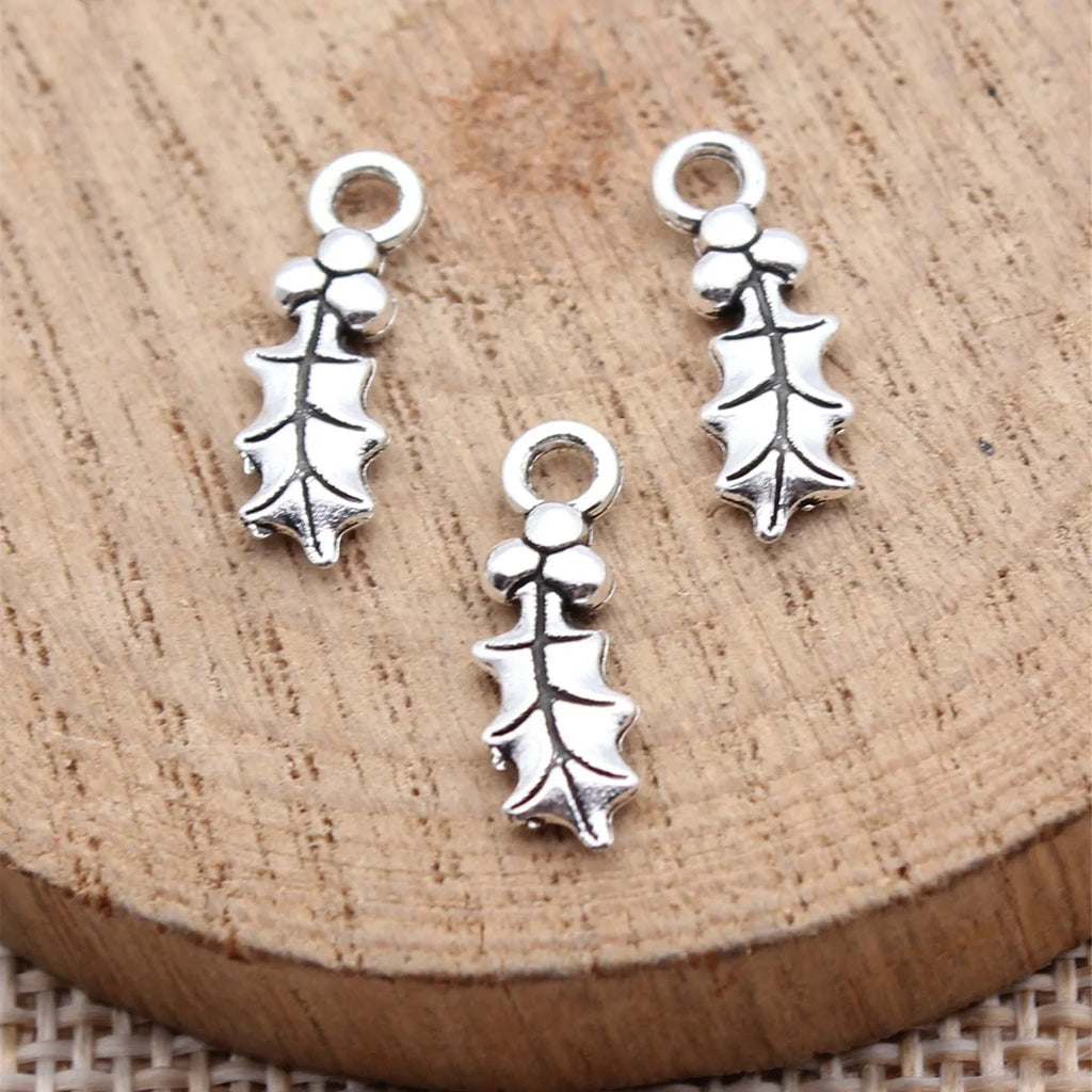16x5.5mm 0.43g Antique Silver Zinc Alloy Leaf Charm Pendant for DIY Necklace Bracelet Jewelry Making