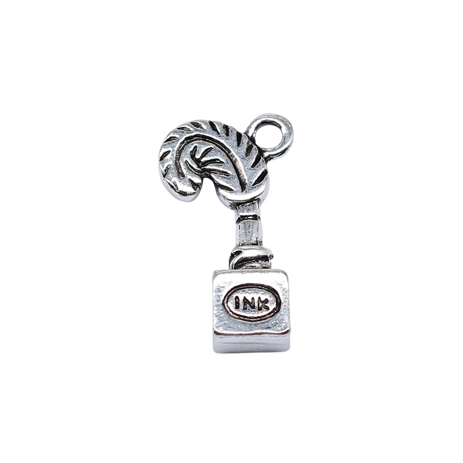20x12mm 2.3g Antique Silver Zinc Alloy Quill Ink Charm Pendant for DIY Necklace Bracelet Making
