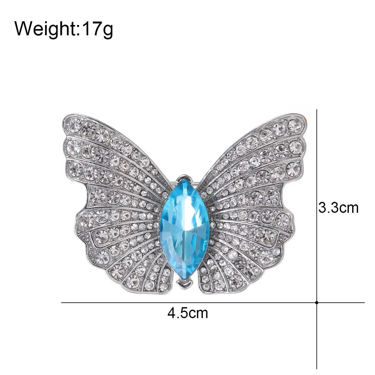 Elegant Full Rhinestone Butterfly Brooch With Pink Marquise Stone, Luxury Lapel Pin Suit Accessory Gift
