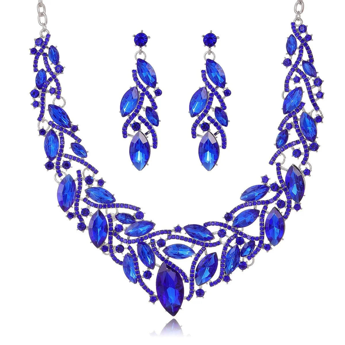 Luxury Bridal Rhinestone Crystal Drop Earrings And Necklace Jewelry Set For Wedding Banquet Party Gift