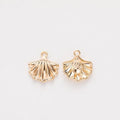 Vintage Style Metal Ridged Seashell Charm in 7 Metal Finishes view 11