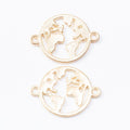 Vintage Style Metal World Map Two Loop Connector in 5 Metal Finishes view 9