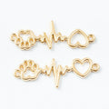 Paw Heartbeat Heart Connector In Assorted Metal Finishes For Jewelry Crafts view 7