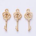 Rose Key Charm in 7 Metal Finishes for Jewelry Making view 10