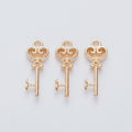 Ornate Key-Shaped Metal Charm Pendants in 6 Finishes view 10