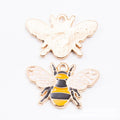 Striped Enamel Bee Charms in Gold and Silver Tones view 5