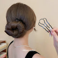 Black Matte U-Shaped Four and Seven Prong Bun Hair Pins view 3