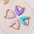 Enamel Heart Hoop Earrings in Blue Pink and Purple view 3