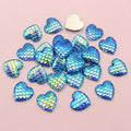 Iridescent Mermaid Scale Heart Resin Cabochons in Nine Colors view 6