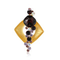 Gold Tone Open Square Brooch With Burgundy Crystal Cascade view 5