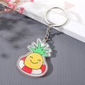Silver Tone Printed Acrylic Food and Character Split Ring Keychains view 4