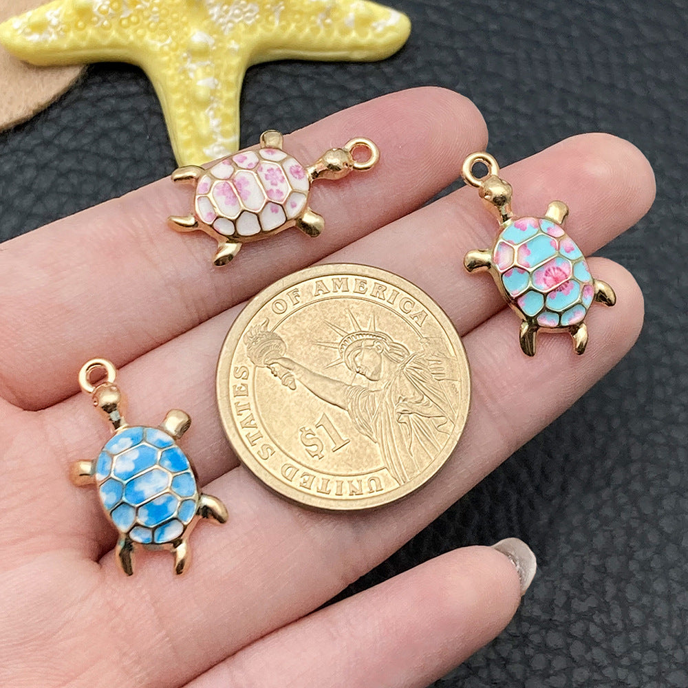 Enamel Zinc Alloy Turtle Charm Pendant for DIY Earrings Keychain and Cartoon Jewelry Making