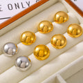Polished Dome Hemisphere Stud Earrings Gold Steel Tone view 4