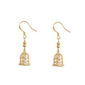 Gold Birdcage Drop Hook Earrings Clear Inner Stone view 5