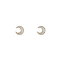 Gold Crystal Shell Crescent Moon Stud Earrings Pair view 5