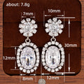Silver Tone Oval Halo Floral Cluster Drop Earrings view 5