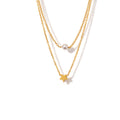 Double Layer Star Pendant Imitation Pearl Necklace Stainless Steel view 5