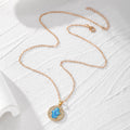 Gold Tone Blue Opal Effect Evil Eye and Hamsa Pendant Necklaces view 5