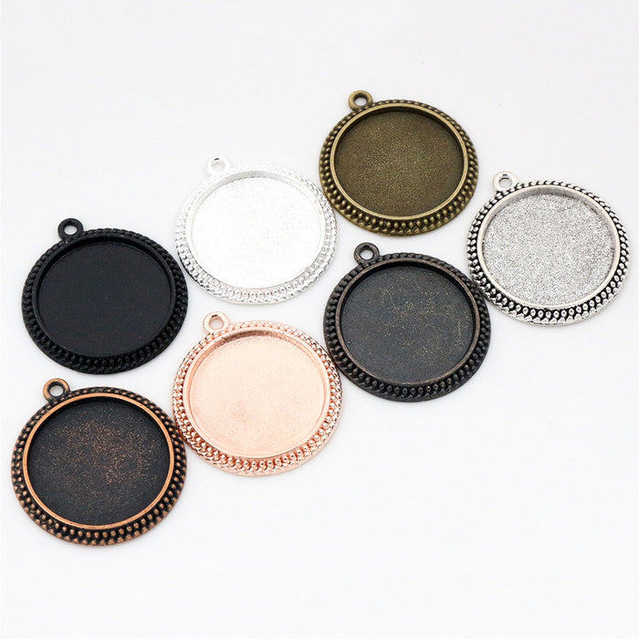 Round Beaded Edge Pendant Bezel Settings in Six Finishes
