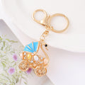 Rhinestone Swan Baby Carriage Keychain Gold Tone Four Colors view 7