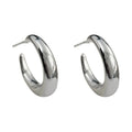 Polished Silver And Gold Tone Chunky Round Hoop Stud Earrings view 5
