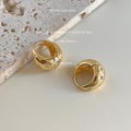 Gold Chunky Teardrop Huggie Hoops Crystal Star Accents view 4