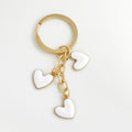 Enamel Heart Charm Keychain With Gold Tone Split Ring view 3