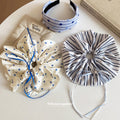 Blue White Floral Scrunchie And Striped Headband Accessories view 2