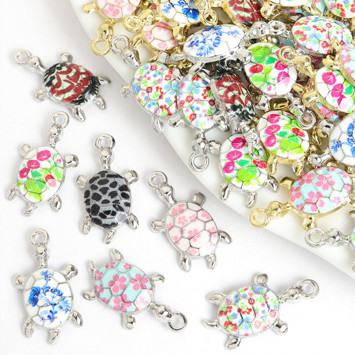 Patterned Enamel Turtle Jewelry Components For DIY Earrings And Bracelets Charms
