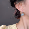 Silver Tone Aqua Translucent Chip Cluster Hook Earrings For Women view 2
