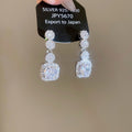 Pearl Drop Clip Earrings and Crystal Square Stud Earrings view 7