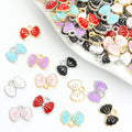 Enamel Double Bow Charms in Gold and Silver Tones, Six Colors view 1