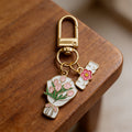 Pink Tulip Bouquet Mother Gold Tone Clasp Charm and Attached Hardware view 3
