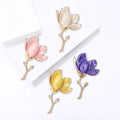 Enamel Magnolia Branch Brooch in Purple Pink White or Yellow view 2