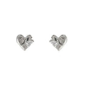Silver Tone Irregular Folded Heart Stud Earrings For Women view 5