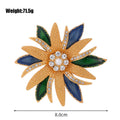 Flower Enamel Metal Brooch Pin 8 cm for Jackets and Lapels view 2