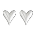 Silver Smooth Puffy Heart Stud Earrings Mirror Finish view 5