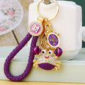 Jeweled Crab Fortune Keychains in Five Colors with Braided Loops view 2
